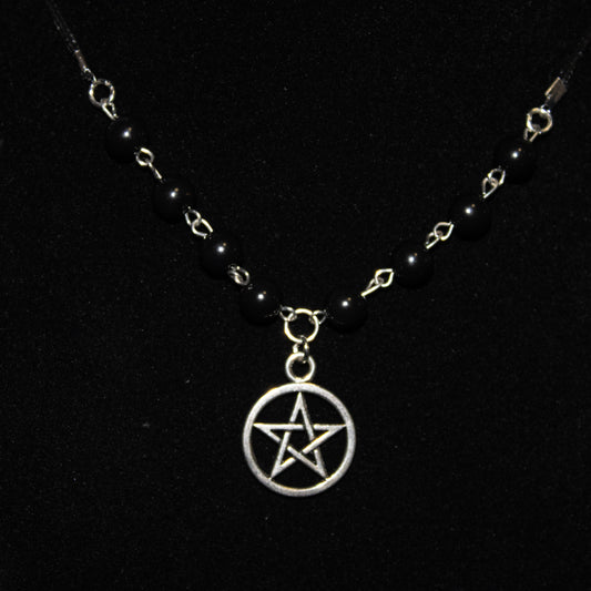 Shadow Bead Pentacle Necklace