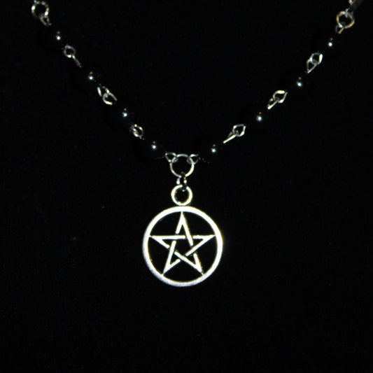 Shadow Bead Pentacle Necklace