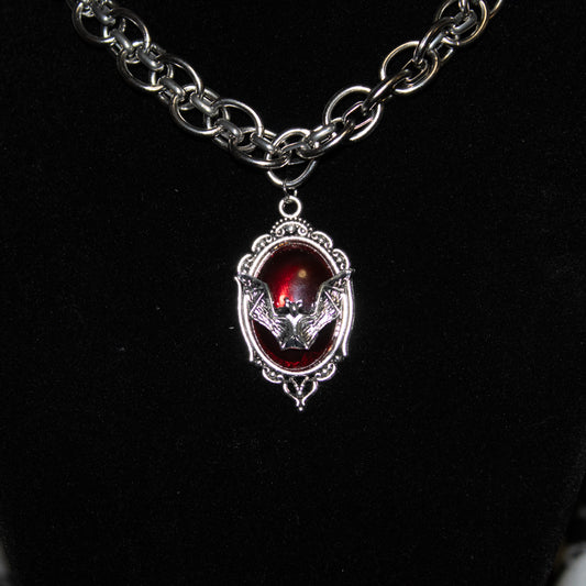 Crimson Nocturne Bat Necklace
